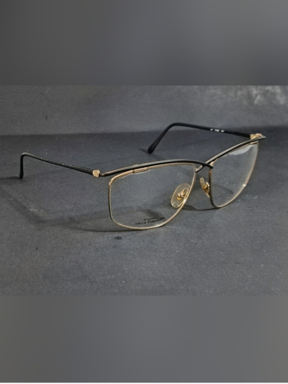 Vintage NOS Laura Biagiotti  V662 EK4 Eyeglasses  Black/ Gold Made In Italy